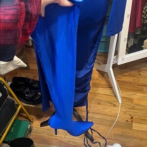 Azalea Wang Vibrant Blue thigh high heel